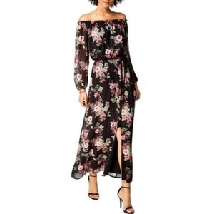 Nine West Floral maxi skirt slit black
